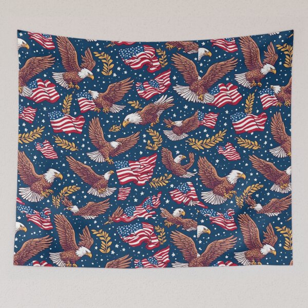 Item preview, American Bald Eagle Seamless Pattern Red White and Blue designed and sold by dcohea.