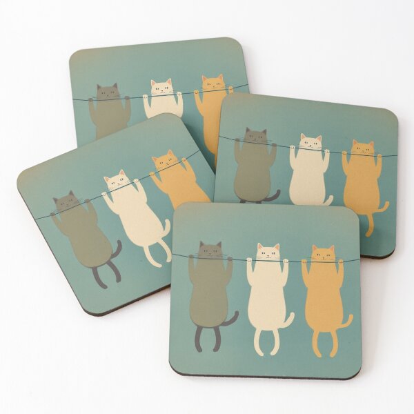 Item preview, Hanging Cats Trio - Cute Minimal Cat Illustration designed and sold by LEO'S CREATURE　れおずくりーちゃー.