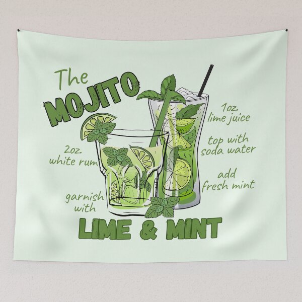 Item preview, The Mojito Cocktail Recipe Illustrated Art designed and sold by SilverSeaBKK.