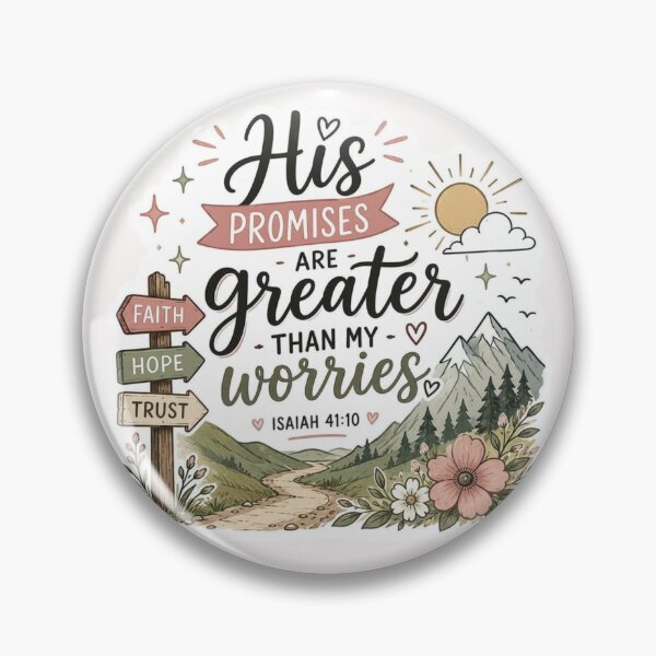 Item preview, His Promises Are Greater Than My Worries Sticker | Isaiah 41:10 Christian Aesthetic | Faith Encouragement Bible Verse Design designed and sold by Grace & Glory Co..