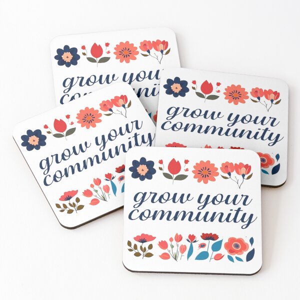 Item preview, grow your community in cursive with flowers designed and sold by coffeepolicy.