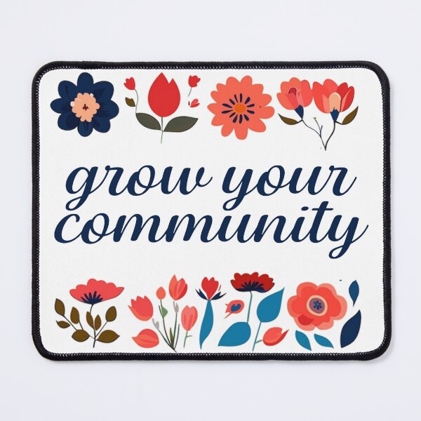Item preview, grow your community in cursive with flowers designed and sold by coffeepolicy.