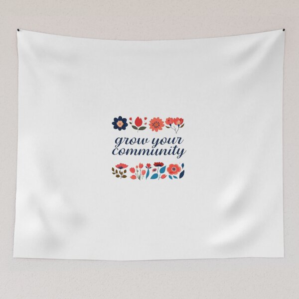 Item preview, grow your community in cursive with flowers designed and sold by coffeepolicy.