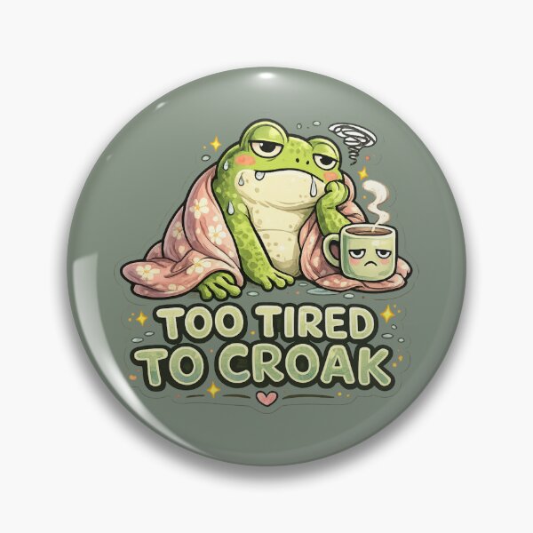Item preview, Too Tired to Croak – Funny Exhausted Frog Meme Sticker designed and sold by Naturalite19.