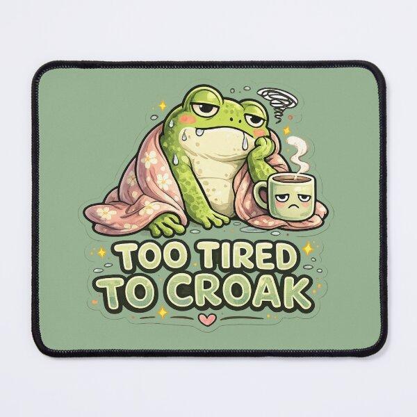 Item preview, Too Tired to Croak – Funny Exhausted Frog Meme Sticker designed and sold by Naturalite19.