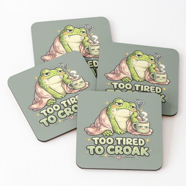 Item preview, Too Tired to Croak – Funny Exhausted Frog Meme Sticker designed and sold by Naturalite19.