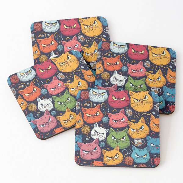 Item preview, Funny Angry Cat Seamless Pattern Grumpy Kittens Pop Art designed and sold by dcohea.