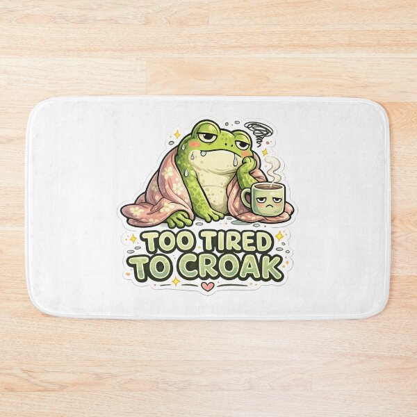 Item preview, Too Tired to Croak – Funny Exhausted Frog Meme Sticker designed and sold by Naturalite19.
