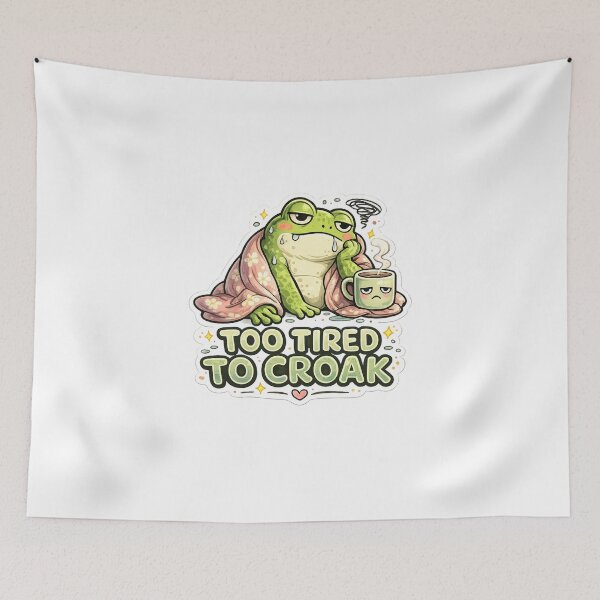 Item preview, Too Tired to Croak – Funny Exhausted Frog Meme Sticker designed and sold by Naturalite19.