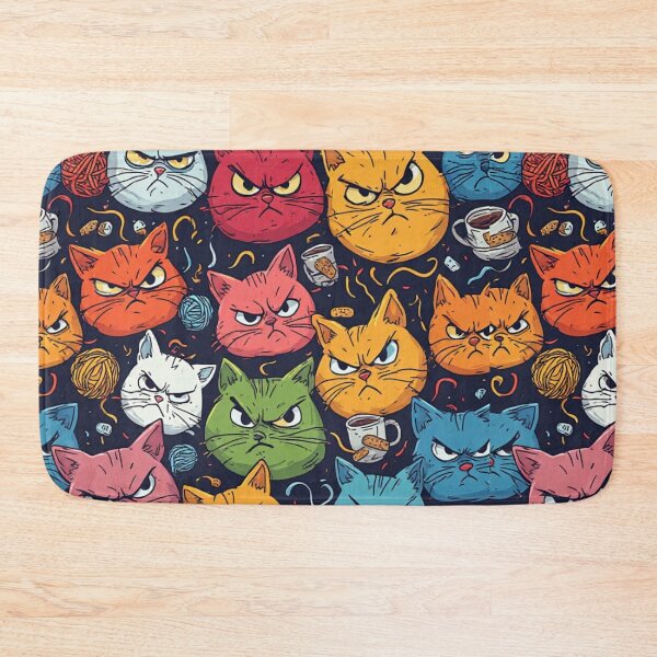 Item preview, Funny Angry Cat Seamless Pattern Grumpy Kittens Pop Art designed and sold by dcohea.