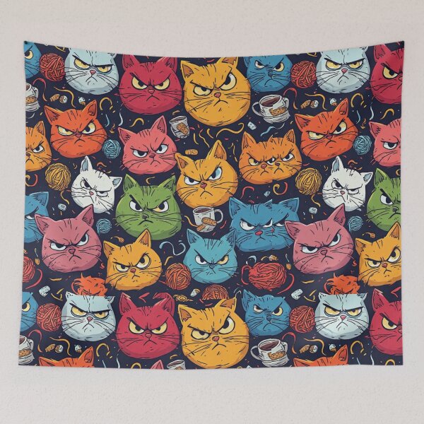Item preview, Funny Angry Cat Seamless Pattern Grumpy Kittens Pop Art designed and sold by dcohea.