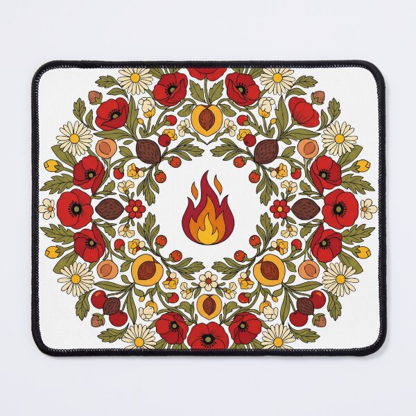 Item preview, Folk Art Floral Wreath Eternal Flame Mandala designed and sold by LeoLabs.