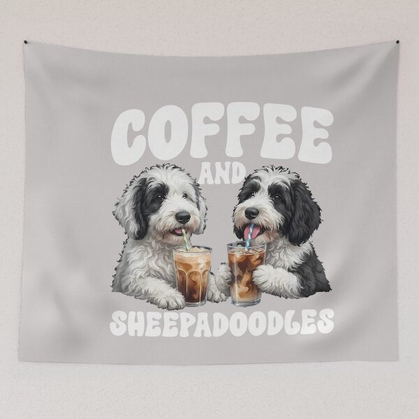 Item preview, Coffee And Sheepadoodle Owner Sheepadoodle Lover Pullover Hoodie designed and sold by MabelWells.