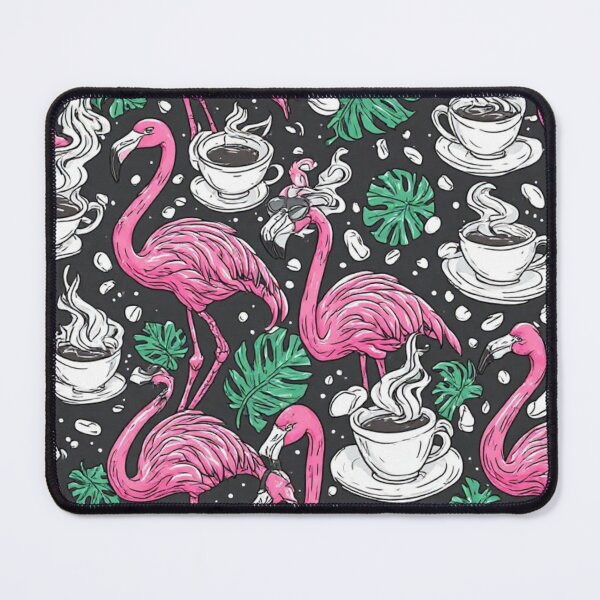 Item preview, Funny Pink Flamingo Coffee Seamless Pattern Tropical Cafe Art designed and sold by dcohea.
