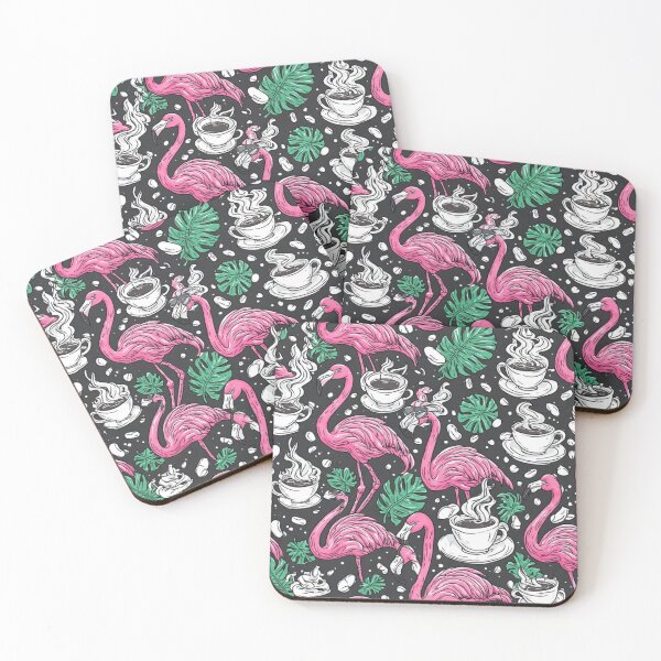 Item preview, Funny Pink Flamingo Coffee Seamless Pattern Tropical Cafe Art designed and sold by dcohea.