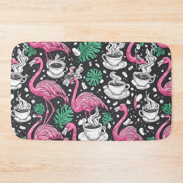 Item preview, Funny Pink Flamingo Coffee Seamless Pattern Tropical Cafe Art designed and sold by dcohea.