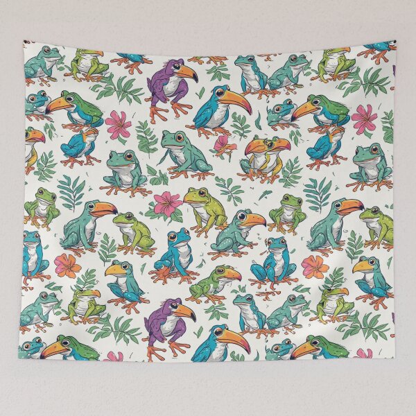 Item preview, Dodo Bird and Frog Seamless Pattern Tropical Jungle Art designed and sold by dcohea.