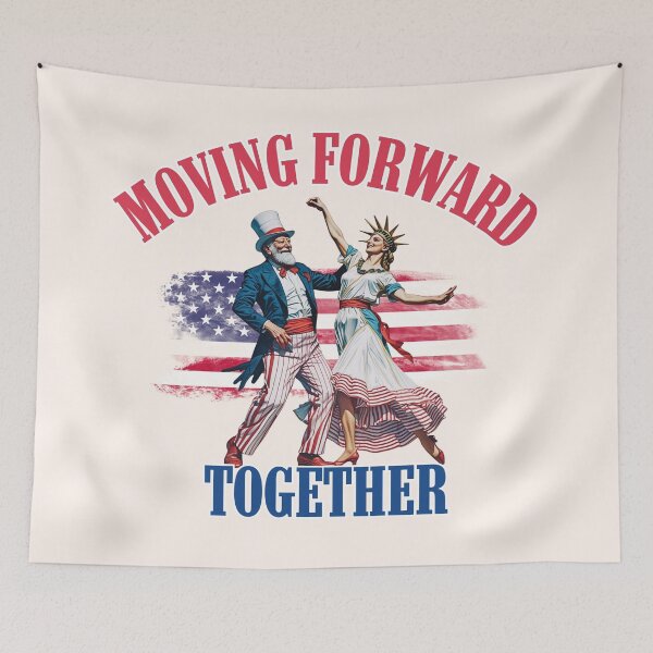 Item preview, Moving Forward Together Uncle Sam Lady Liberty Patriotic Art designed and sold by SilverSeaBKK.