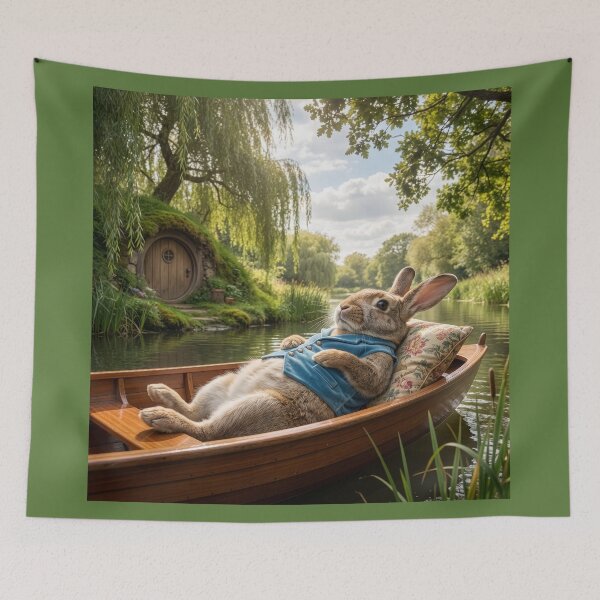 Item preview, Rabbit Woolgathers on the River designed and sold by Tridentulus.