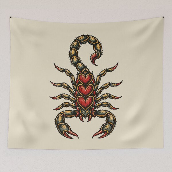 Item preview, Heart Scorpion Old School Traditional Tattoo Style designed and sold by Eh Plus Designs.