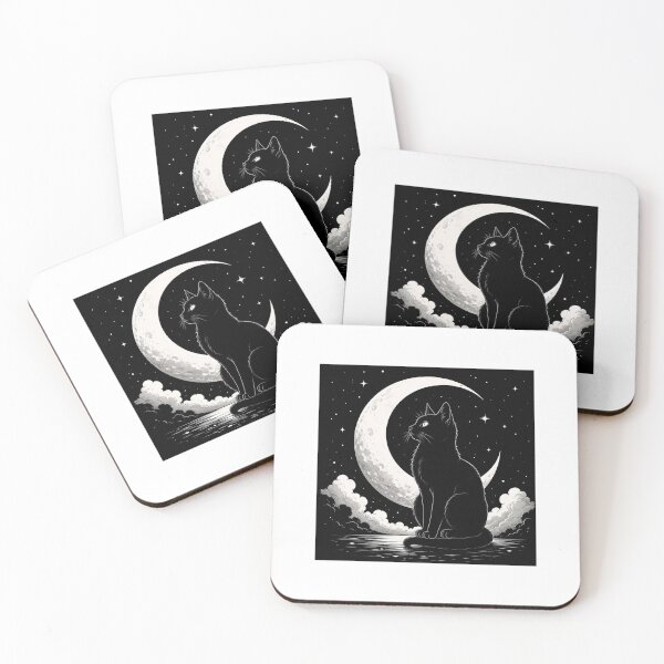 Item preview, Black Cat Under Moonlight Night Sky designed and sold by DervoTeck2767.