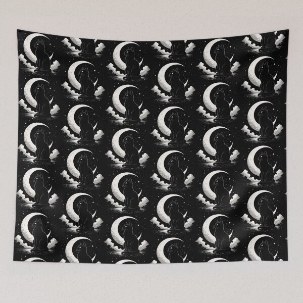 Artikelvorschau, Black Cat Under Moonlight Night Sky entworfen und verkauft von DervoTeck2767.