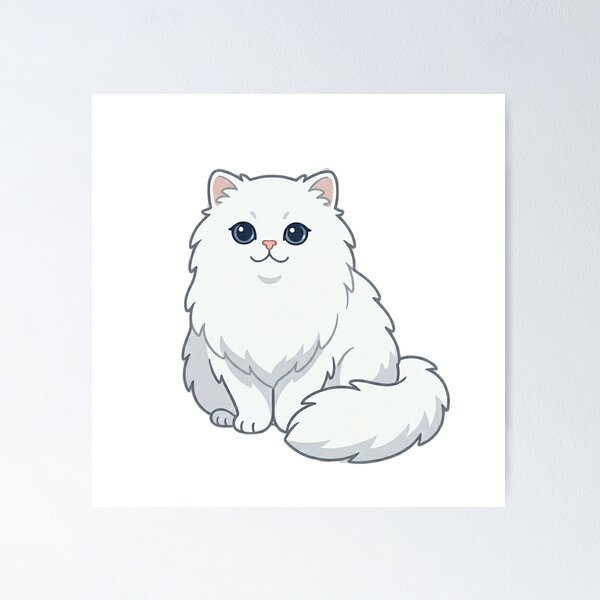 Item preview, Cute Fluffy White Cat Illustration designed and sold by ajamzbox.