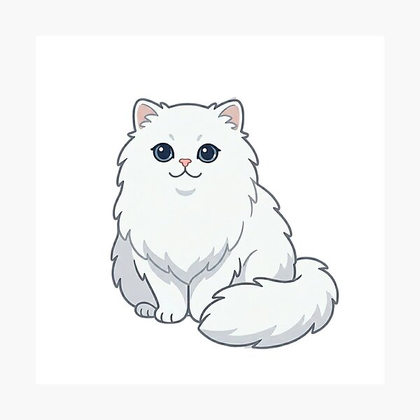 Item preview, Cute Fluffy White Cat Illustration designed and sold by ajamzbox.