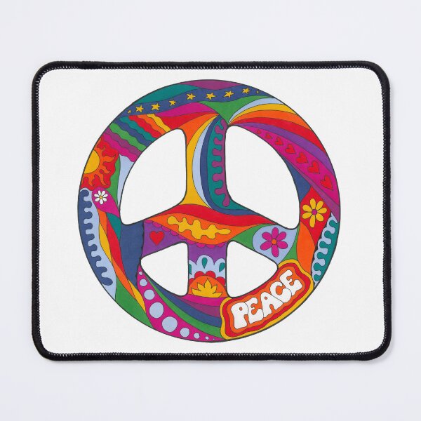 Item preview, Psychedelic Peace Symbol Art White– Retro Hippie Rainbow Groovy Peace Design designed and sold by Kellie Espie Art.