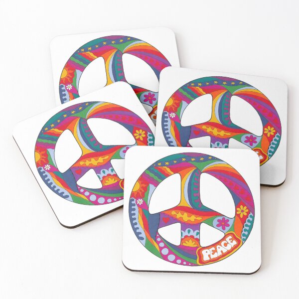 Item preview, Psychedelic Peace Symbol Art White– Retro Hippie Rainbow Groovy Peace Design designed and sold by Kellie Espie Art.