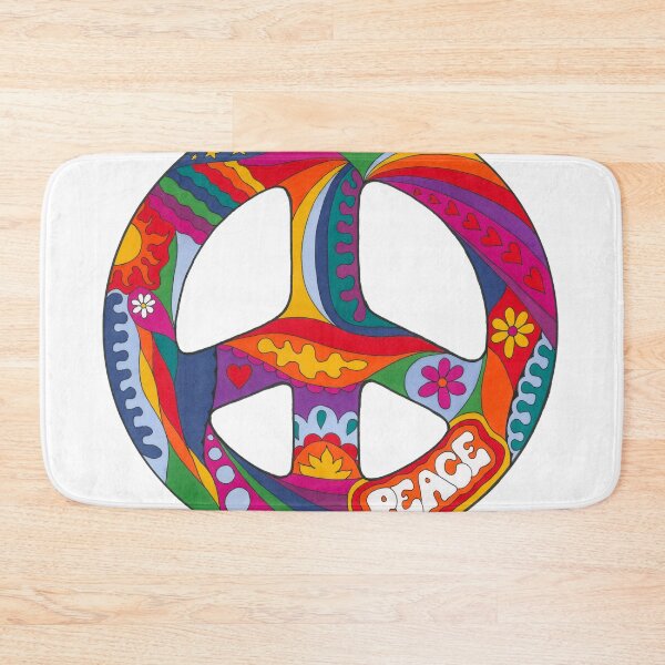 Item preview, Psychedelic Peace Symbol Art White– Retro Hippie Rainbow Groovy Peace Design designed and sold by Kellie Espie Art.