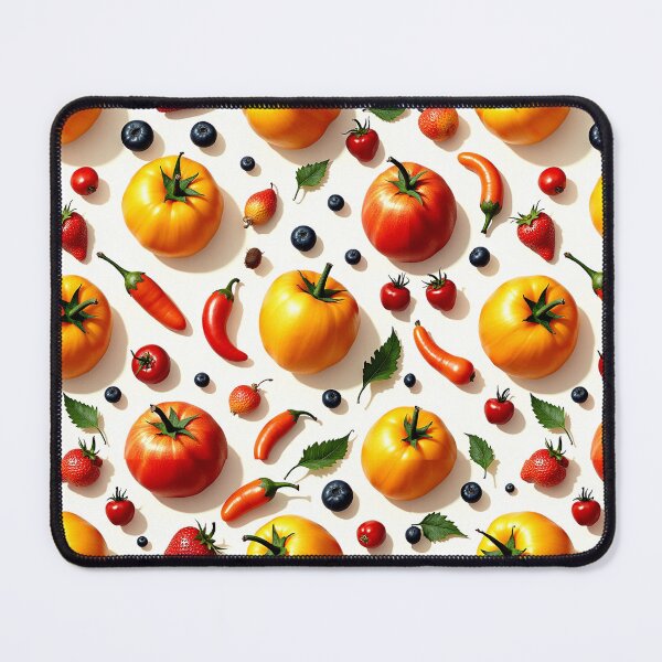 Item preview, Colorful Tomato and Pepper Pattern Seamless Kitchen Produce Design designed and sold by AnimalAirtistry.