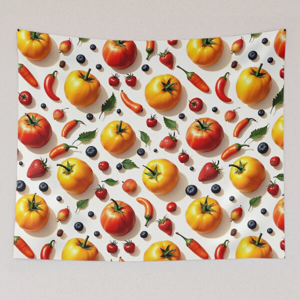 Item preview,  Colorful Tomato and Pepper Pattern Seamless Kitchen Produce Design designed and sold by AnimalAirtistry.