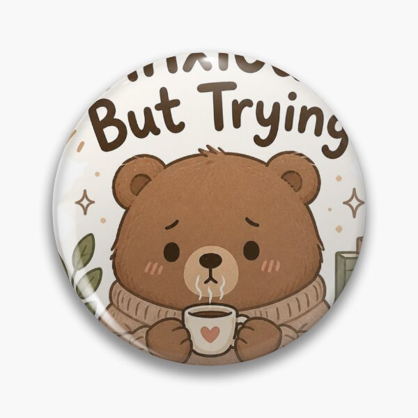 Item preview,  Anxious But Trying Cute Bear Mental Health Sticker designed and sold by redblink store.