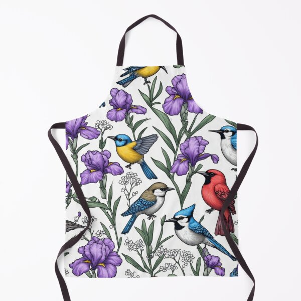 Item preview, North American Birds and Purple Iris Flowers Seamless Pattern Art designed and sold by dcohea.
