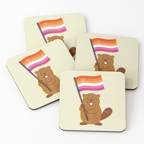 Item preview, Pride Beaver Lesbian Pride Flag Risograph Print designed and sold by TackyTime.