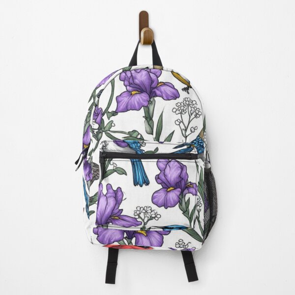 Item preview, North American Birds and Purple Iris Flowers Seamless Pattern Art designed and sold by dcohea.