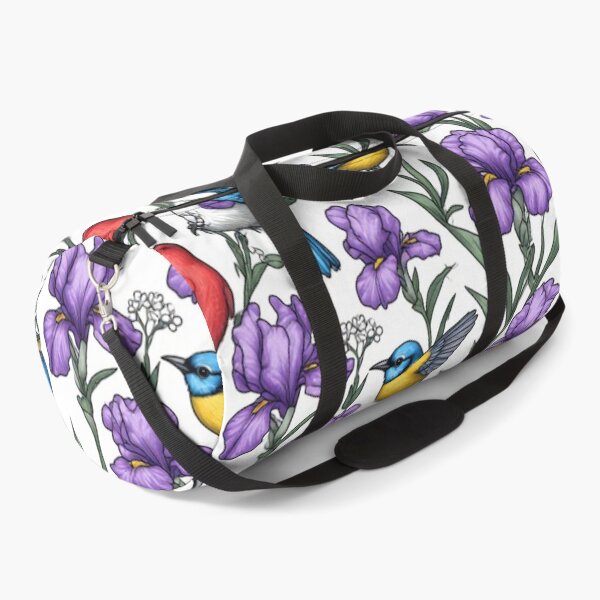 Item preview, North American Birds and Purple Iris Flowers Seamless Pattern Art designed and sold by dcohea.