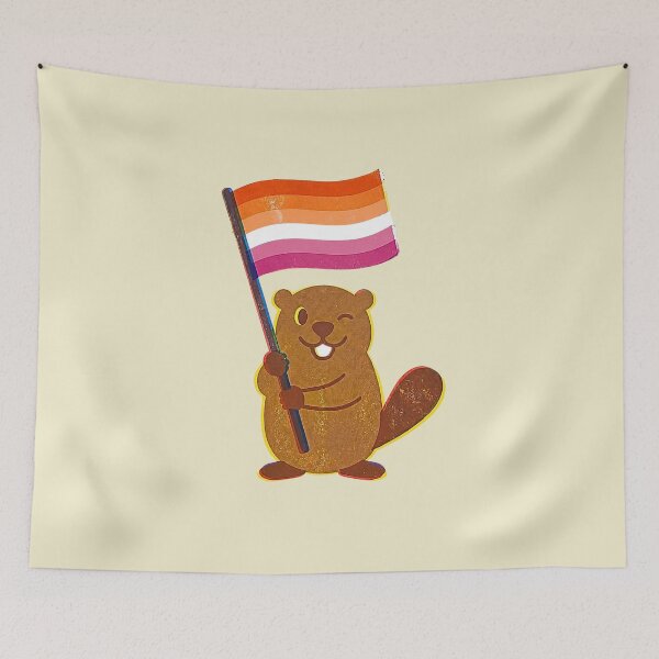 Item preview, Pride Beaver Lesbian Pride Flag Risograph Print designed and sold by TackyTime.