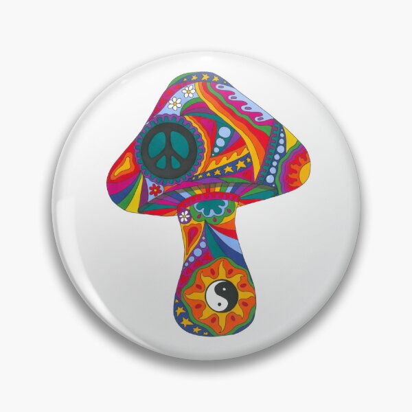 Item preview, Psychedelic Mushroom Art White– Retro Hippie Rainbow Groovy Peace Design designed and sold by Kellie Espie Art.