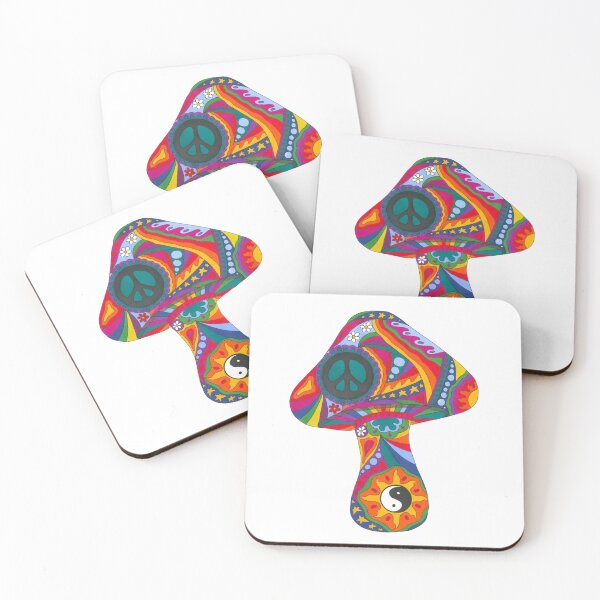 Item preview, Psychedelic Mushroom Art White– Retro Hippie Rainbow Groovy Peace Design designed and sold by Kellie Espie Art.