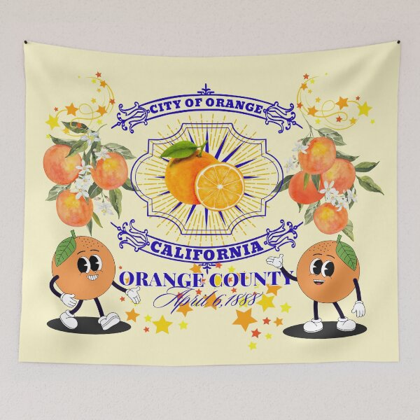 Item preview, City of Orange California Vintage Orange County Mascot Art designed and sold by SilverSeaBKK.
