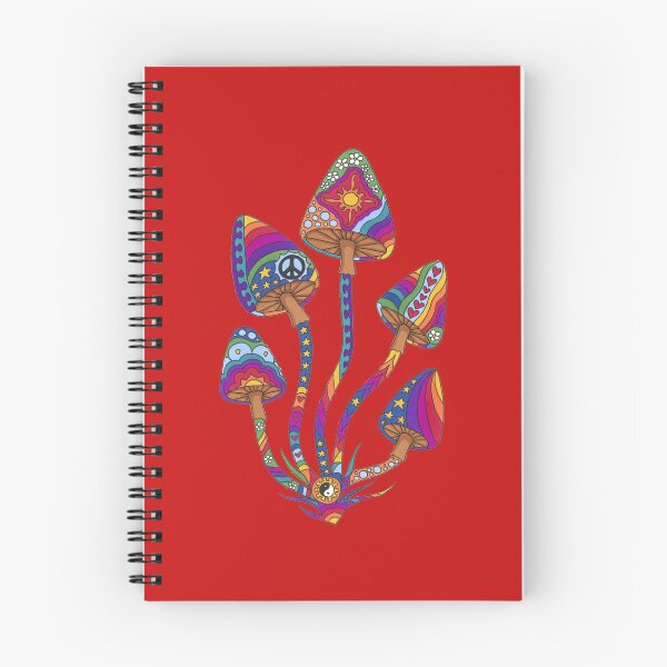 Item preview, Psychedelic 5 Mushrooms Art Red– Retro Hippie Rainbow Groovy Peace Design designed and sold by Kellie Espie Art.