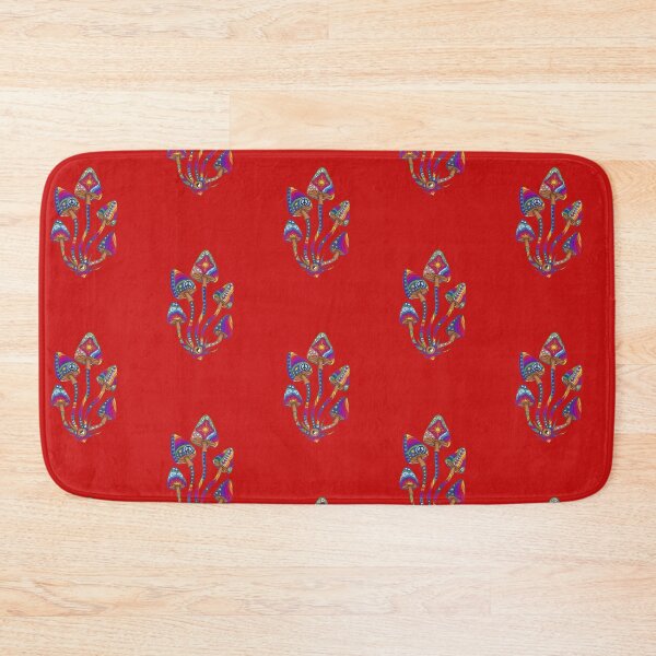Item preview, Psychedelic 5 Mushrooms Art Red– Retro Hippie Rainbow Groovy Peace Design designed and sold by Kellie Espie Art.