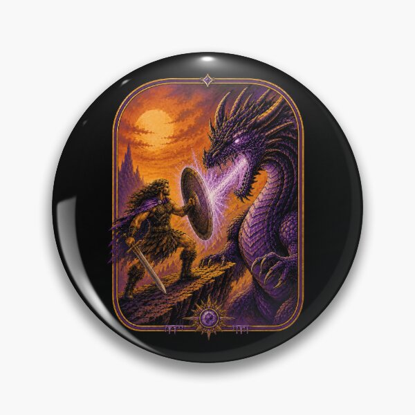 Item preview, Retro Dragon Warrior Battle Old School Fantasy Art designed and sold by Eh Plus Designs.