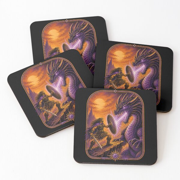 Item preview, Retro Dragon Warrior Battle Old School Fantasy Art designed and sold by Eh Plus Designs.
