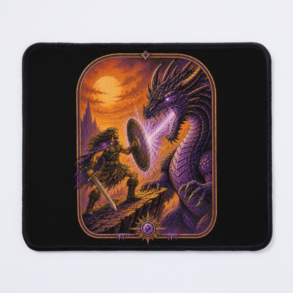 Item preview, Retro Dragon Warrior Battle Old School Fantasy Art designed and sold by Eh Plus Designs.