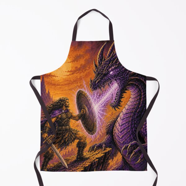 Item preview, Retro Dragon Warrior Battle Old School Fantasy Art designed and sold by Eh Plus Designs.