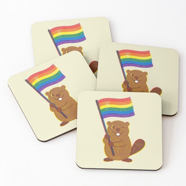 Item preview, Cute Gay Pride Beaver Rainbow Flag Risograph Print designed and sold by TackyTime.