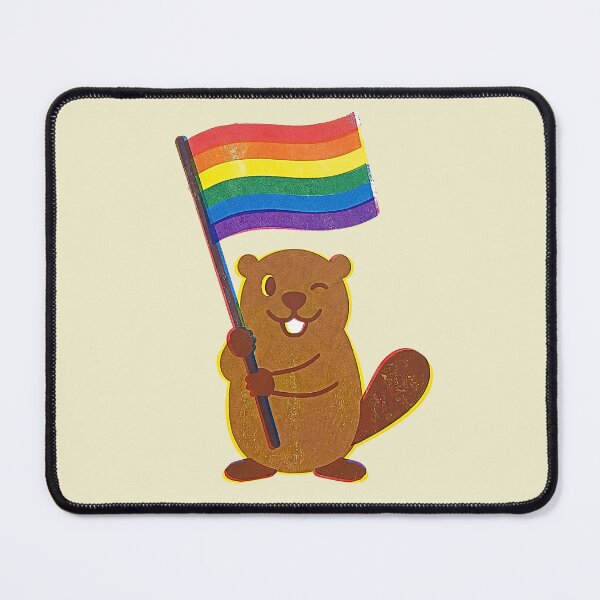 Item preview, Cute Gay Pride Beaver Rainbow Flag Risograph Print designed and sold by TackyTime.